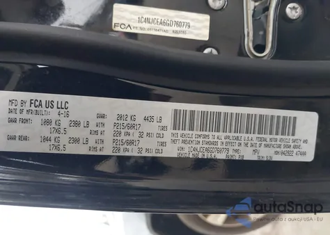 2016 Jeep Compass High Altitude Edition из США, поврежденный, VIN 1C4NJCEA6GD760779